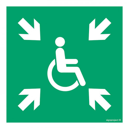 Znak - Miejsce zbiórki do ewakuacji dla osób niepełnosprawnych AE024