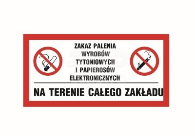 Znak - Zakaz palenia wyrobów tytoniowych i papierosów elektronicznych na terenie calego zakładu NC093