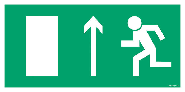 Znak - Kierunek do wyjścia drogi ewakuacyjnej w dół (znak uzupełniający) AC012