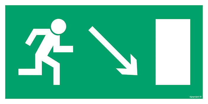 Znak - Kierunek do wyjścia drogi ewakuacyjnej w górę (znak uzupełniający) AC013