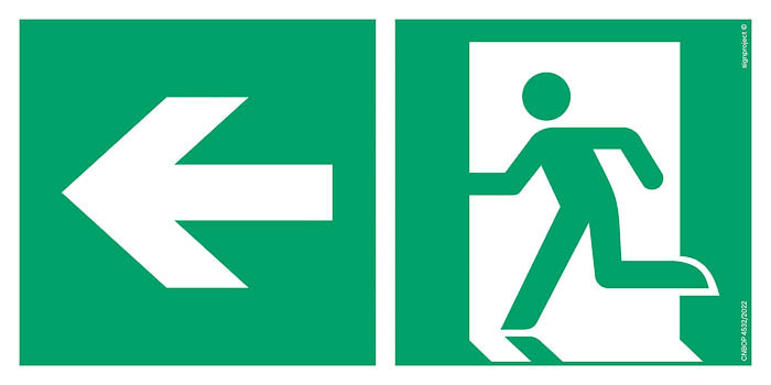 Znak - Kierunek do wyjścia ewakuacyjnego w lewo AE092