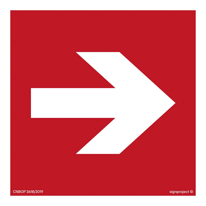 Znak - Kierunek do miejsca rozmieszczenia sprzętu pożarniczego lub urządzenia ostrzegającego BA011