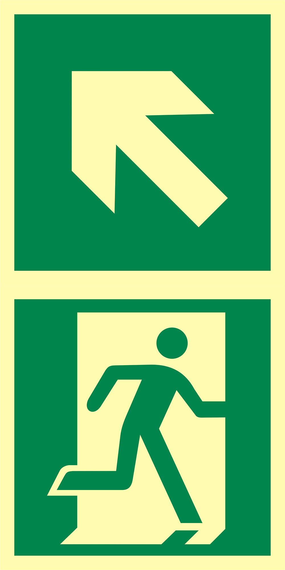 Znak - Kierunek do drzwi ewakuacyjnych w lewo w górę EB038