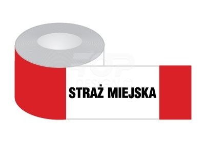 Znak - Taśma odgradzająca biało-czerwona STRAŻ MIEJSKA, jednostr. EA009