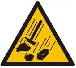 Znak - Prace na wysokości - ostrzeżenie przed spadającymi przedmiotami GE001