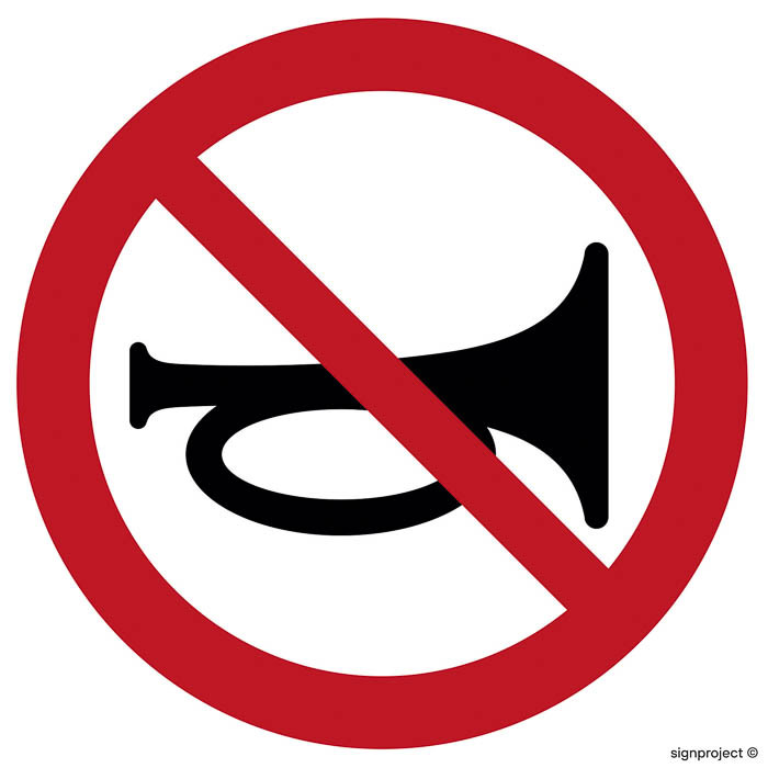 Znak - Zakaz używania sygnałów dźwiękowych GB007