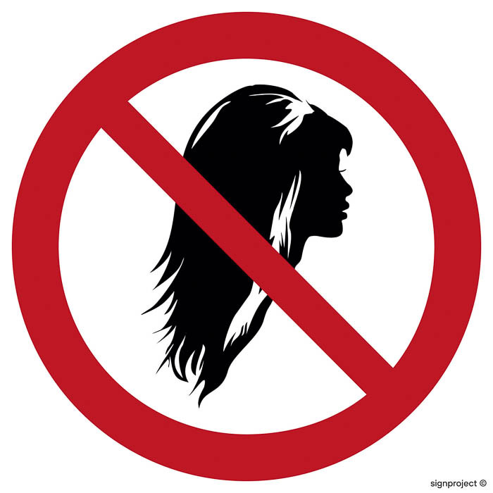 Znak - Zakaz noszenia rozpuszczonych włosów GB051