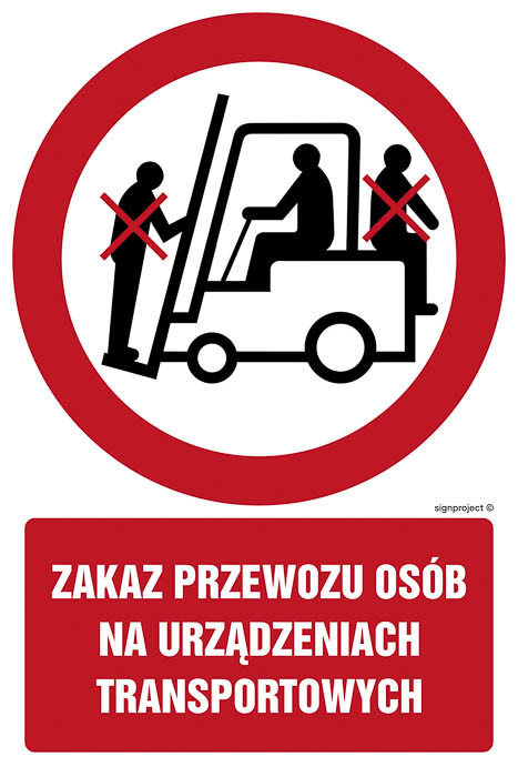 Znak - Zakaz przewozu osób na urządzeniach transportowych GC016