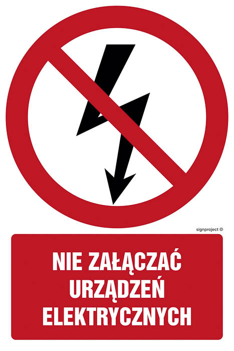 Znak - Nie załączać urządzeń elektrycznych GC019