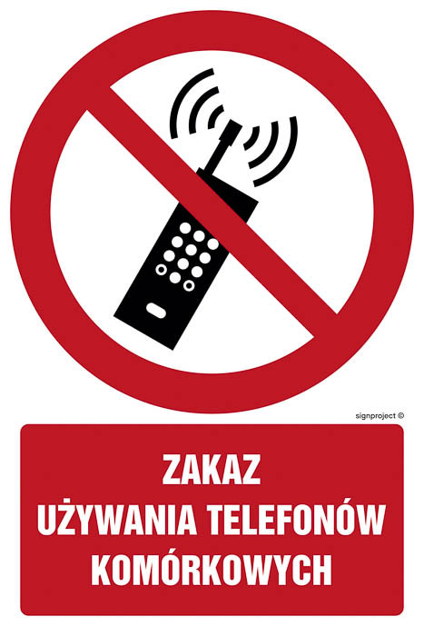 Znak - Zakaz używania telefonów komórkowych GC030