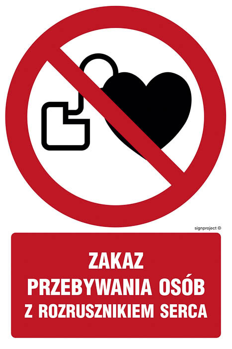 Znak - Zakaz przebywania osób z rozrusznikiem serca GC039