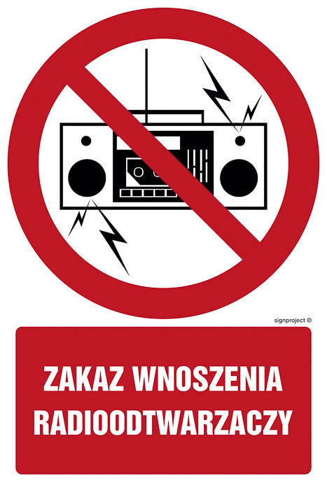 Znak - Zakaz wnoszenia radioodtwarzaczy GC048