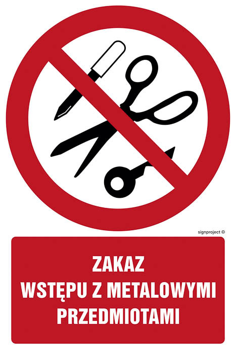 Znak - Zakaz wstępu z metalowymi przedmiotami GC070