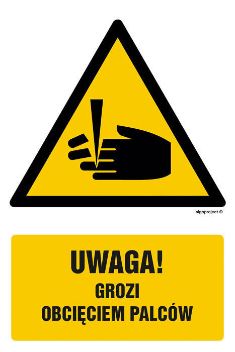 Znak - Uwaga - niebezpieczeństwo obcięcia palców GF033