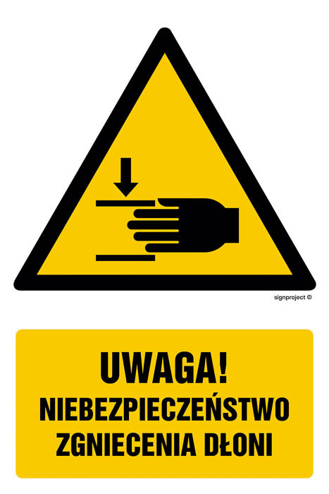 Znak - Uwaga, niebezpieczeństwo zgniecenia dłoni GF039