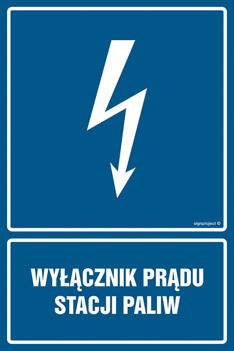 Znak - Wyłącznik prądu stacji paliw HG020
