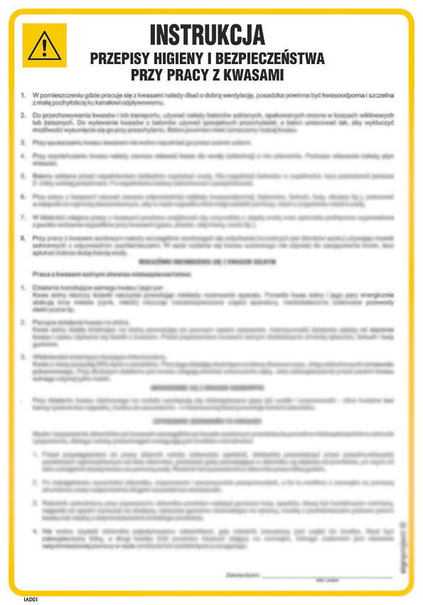 Zasady, przepisy BHP przy pracy z kwasami IAD01