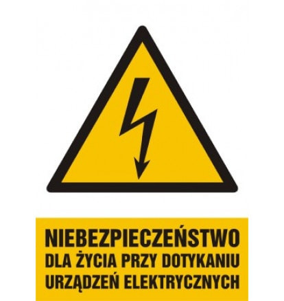 Znak - Niebezpieczeństwo dla życia przy dotykaniu urządzeń elektrycznych HA006