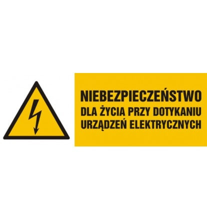 Znak - Niebezpieczeństwo dla życia przy dotykaniu urządzeń elektrycznych HB006