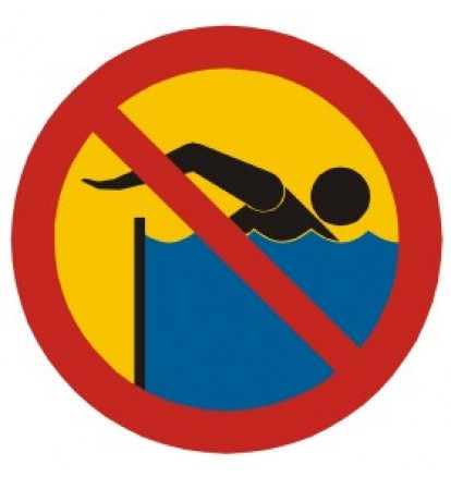 Znak - Kąpiel zabroniona - spiętrzenie wody OE012