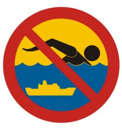 Znak - Kąpiel zabroniona - szlak żeglugowy OE013