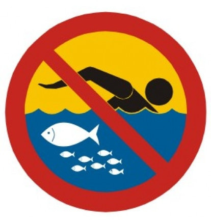 Znak - Kąpiel zabroniona - hodowla ryb OE014