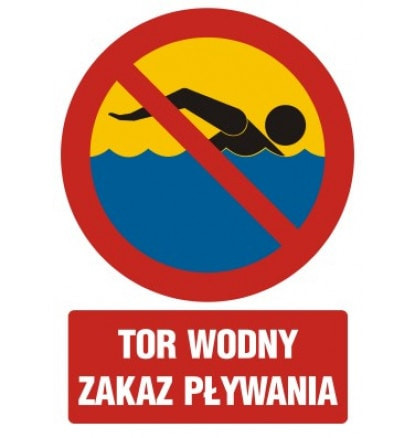 Znak - Tor wodny zakaz pływania OE022