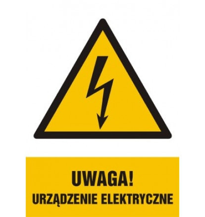 Znak - Uwaga, urządzenie elektryczne HA022