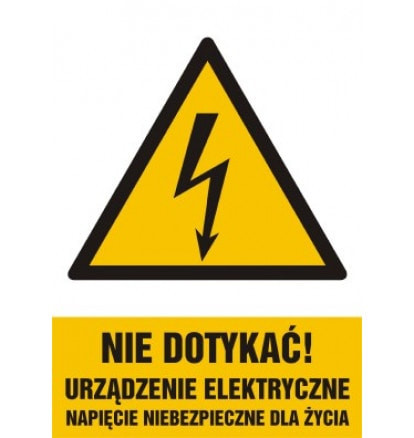 Znak - Nie dotykać, urządzenie elektryczne, napięcie niebezpieczne dla życia HA024