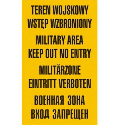 Znak - Teren wojskowy wstęp wzbroniony JE001