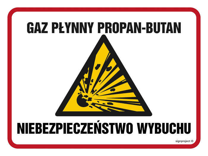 Znak - Gaz płynny propan - butan niebezpieczeństwo wybuchu NB012