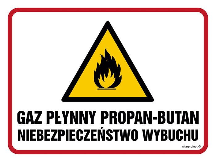 Znak - Gaz płynny propan-butan. Niebezpieczeństwo wybuchu /pożaru/ NB025
