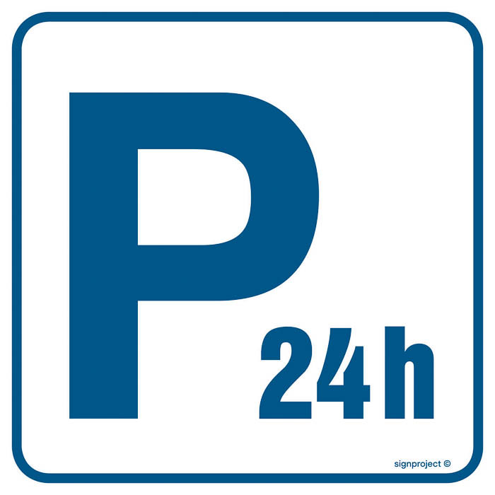 Znak - Parking płatny - czynny całą dobę RA075