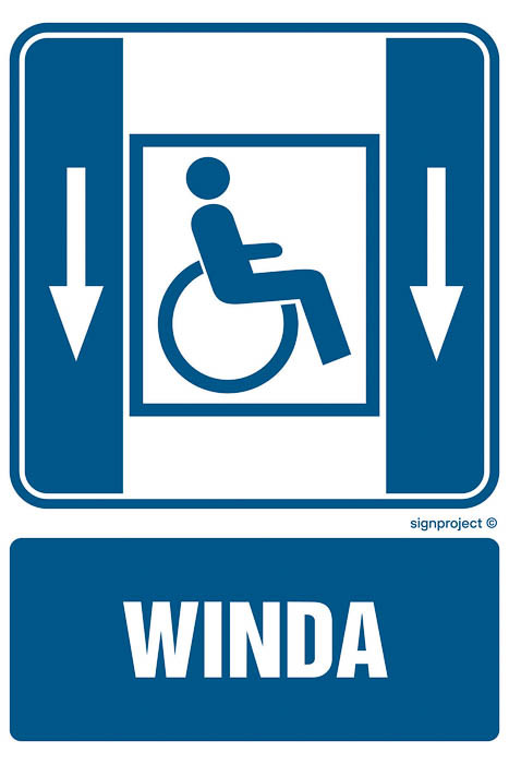 Znak - Dźwig osobowy dla niepełnosprawnych w dół RB043