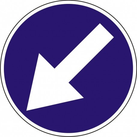 Nakaz jazdy z lewej strony znaku - znak