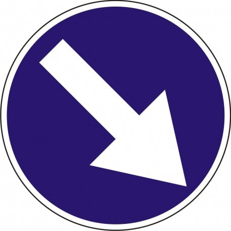 Nakaz jazdy z prawej strony znaku - znak