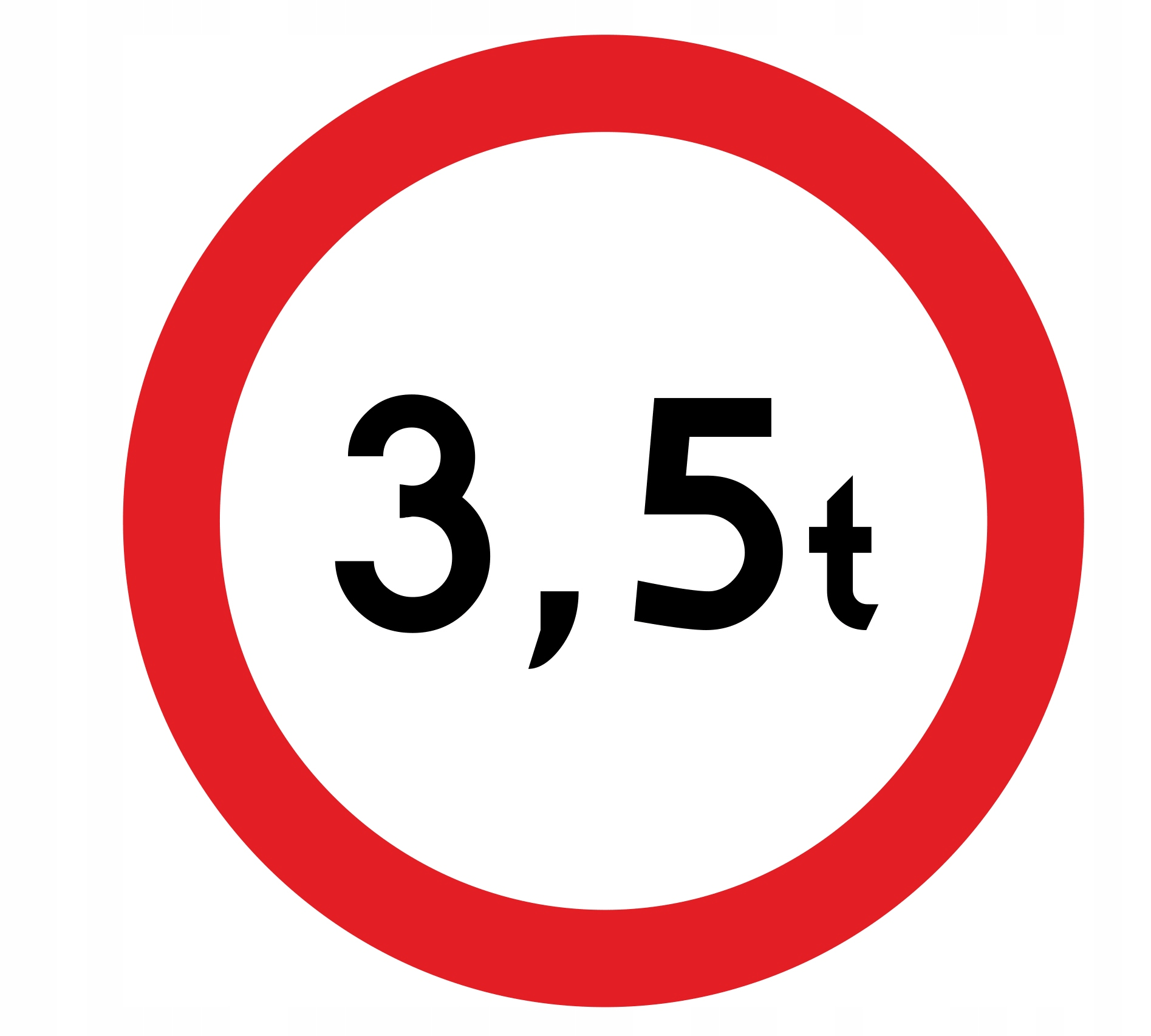 Znak zakaz wjazdu pojazdów powyżej 3 5 tony (B - 18)