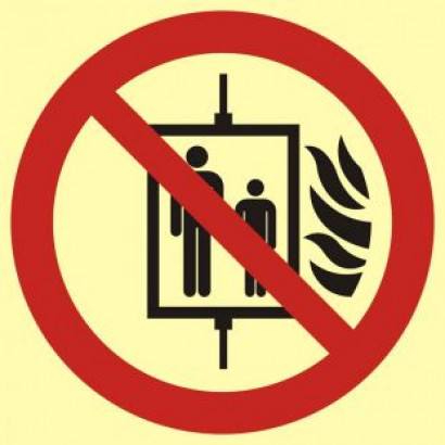 Znak - Nie używać dźwigu w przypadku pożaru BB021