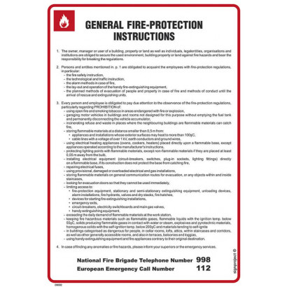 General fire - protection instructions. Instrukcja ogólna przeciwpożarowa (wersja angielska) DB002
