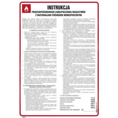 Instrukcja przeciwpożarowego zabezpieczenia magazynów z materiałami pożarowo niebezpiecznymi DB010