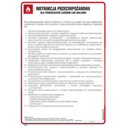 Instrukcja przeciwpożarowa dla lakierni (malarni) DB013