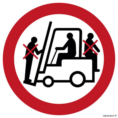 Znak - Zakaz przewozu osób na urządzeniach transportowych GB002