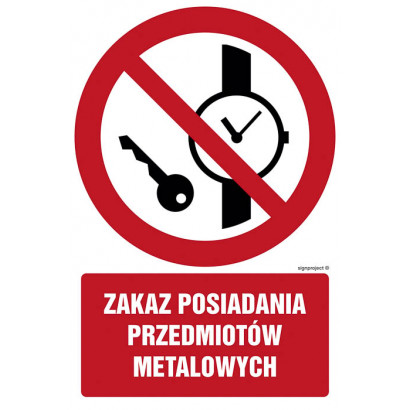Znak - Zakaz posiadania przedmiotów metalowych GC025