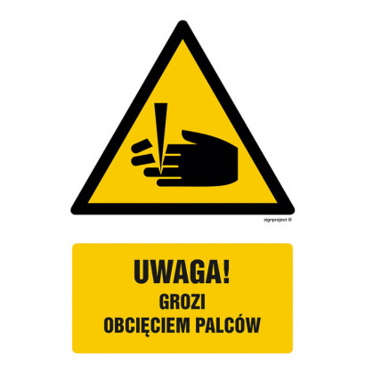 Znak - Uwaga - niebezpieczeństwo obcięcia palców GF033