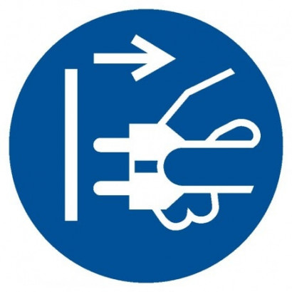 Znak - Nakaz odłączenia urządzenia od sieci elektrycznej GO006