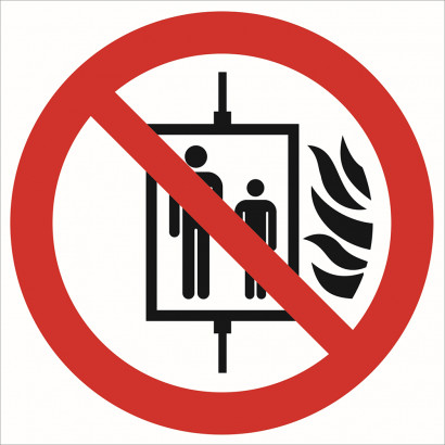 Znak - Zakaz używania windy w razie pożaru GP020