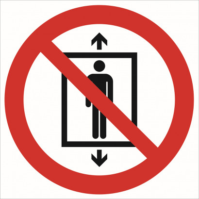 Znak - Zakaz używania windy przez ludzi GP027