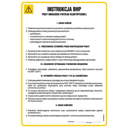 Instrukcja BHP przy obsłudze patelni elektrycznej IAG02