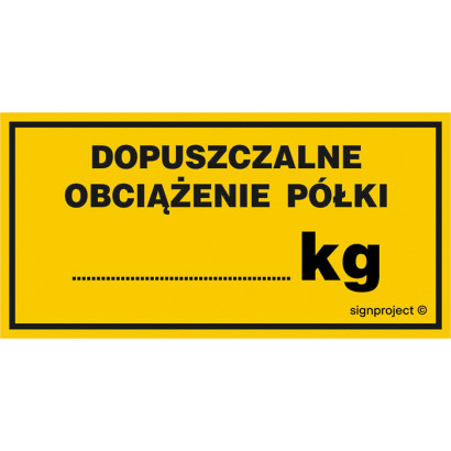 Znak - Dopuszczalne obciążenie półki kg NC080