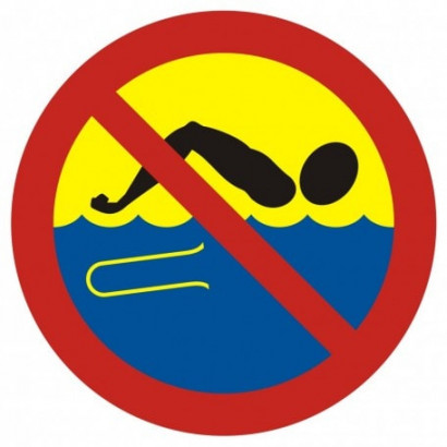 Znak - Bezwzględny zakaz kąpieli - woda silnie skażona OE016